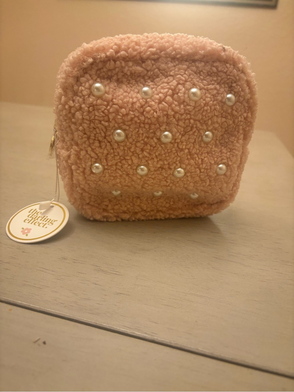 Light Pink Pearl Sherpa Pouch #1 NWT